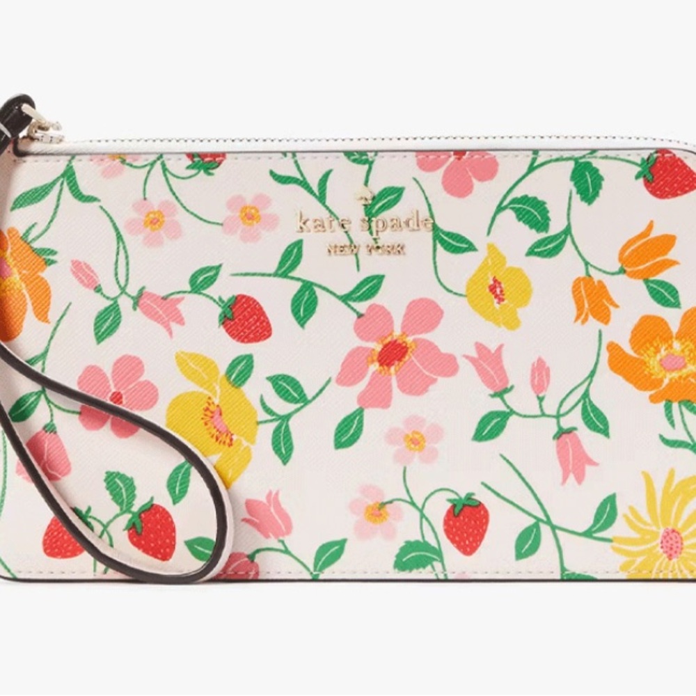 NWT Kate Spade Medium Lucy Strawberry Garden wristlet - Picture 1 of 7